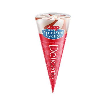 COOP Kornút Delicatta jahodová poleva 115ml TK