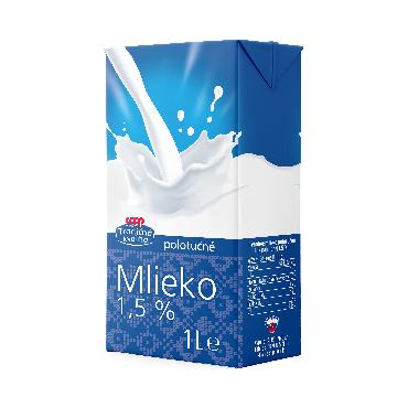 COOP Mlieko polotučné UHT 1,5% 1L TK